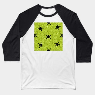 Lime Green Glitter Skulls Baseball T-Shirt